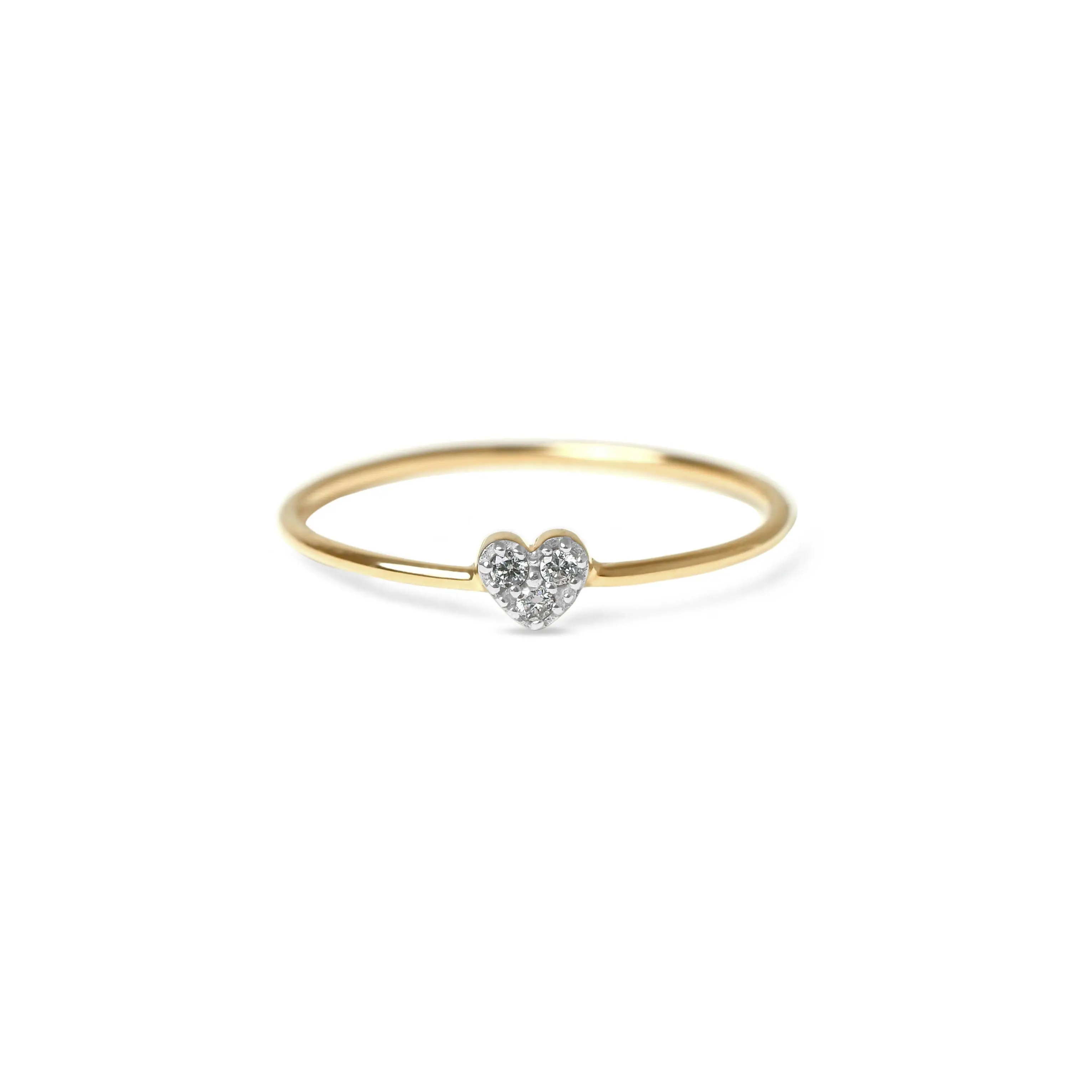 Diamond Heart Solid 14k Gold Ring with Natural Diamonds
