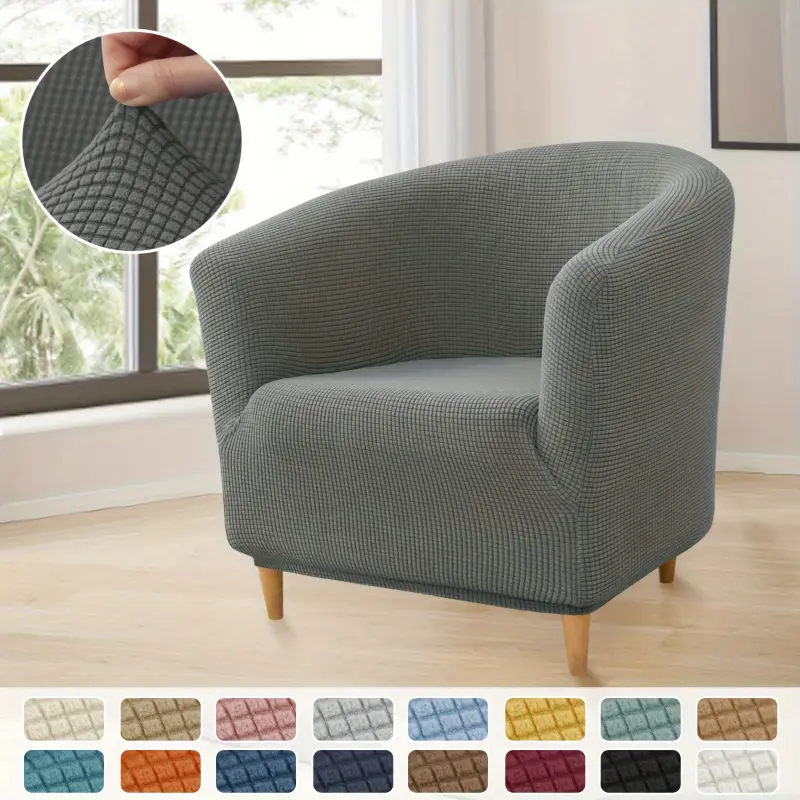 1pc Modern Elastic Half-Circle Sofa Cover for Single-Seat Armchairs, Stretchable Polyester Blend with Elastic Band, Machine Washable, Mixed Colors, Dust Protection, Home Decor