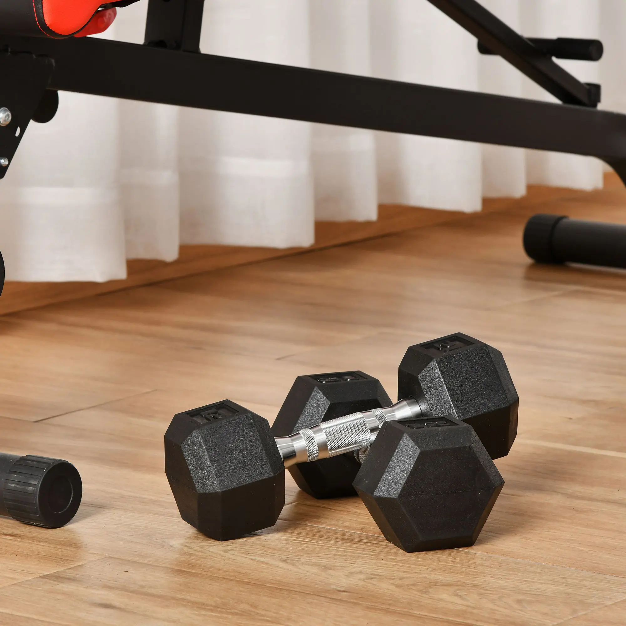 Soozier Hex Dumbbells (Set of 2) - Rubber Dumbbell Weight, Non-Slip Handles, Anti-Roll Design, Workout Equipment for Home Fitness, Exercise Use by Men & Women