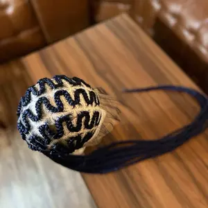Braided wig full lace zig zags stitch blue braids