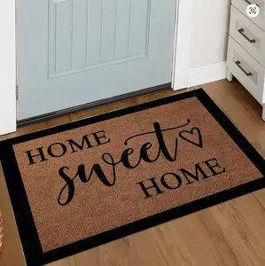 HOME Sweet Home Machine Washable Non-Slip Doormat - Rectangular Checkered Design, Lightweight, Perfect for Farmhouse or Rustic Home Decor