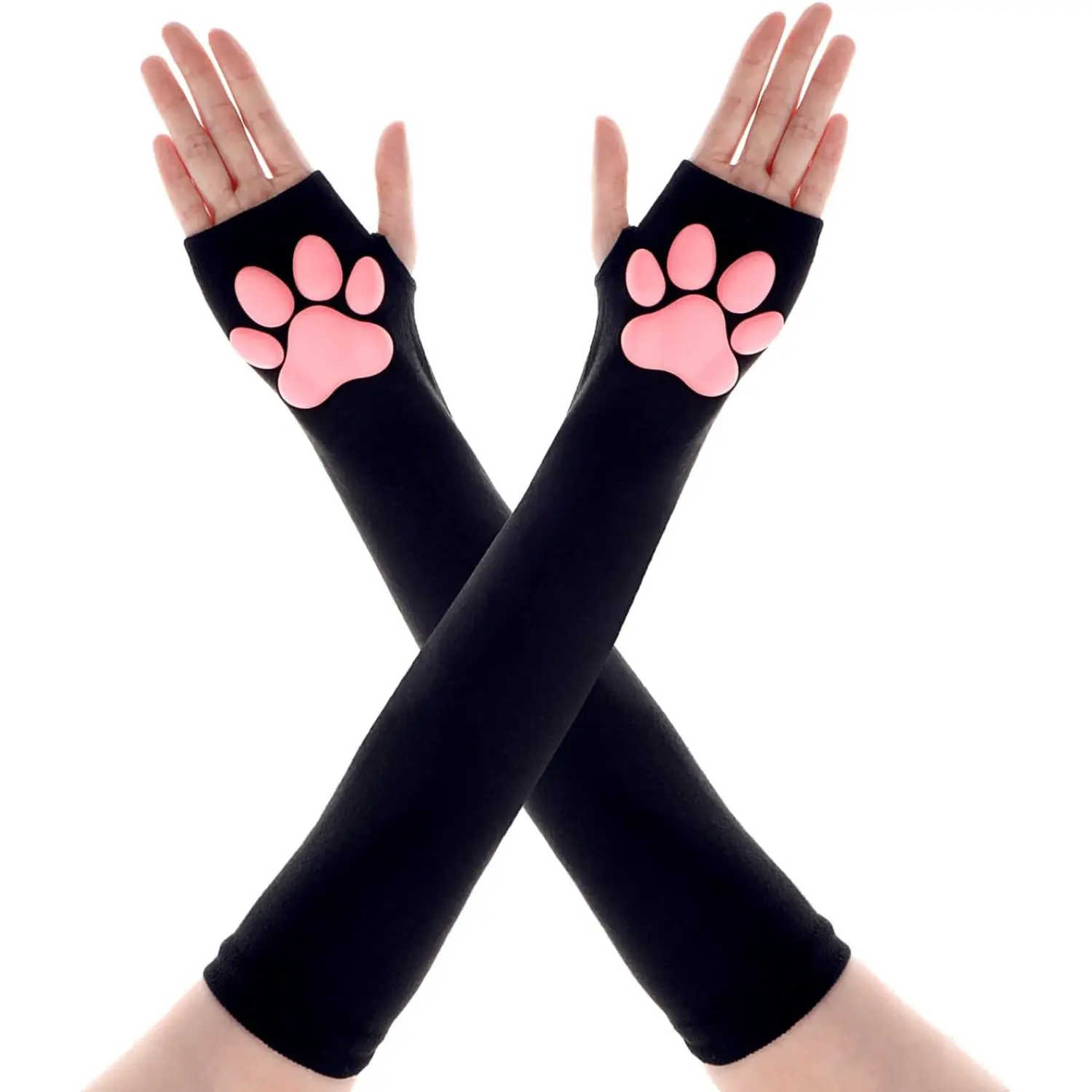 Female Cat Paw Fingerless Gloves - Cute Plush Claw Mittens, Kawaii Cosplay Winter Gloves, Warmth, Lightweight, Hand Washable, Soft Plush, Women's Fashion