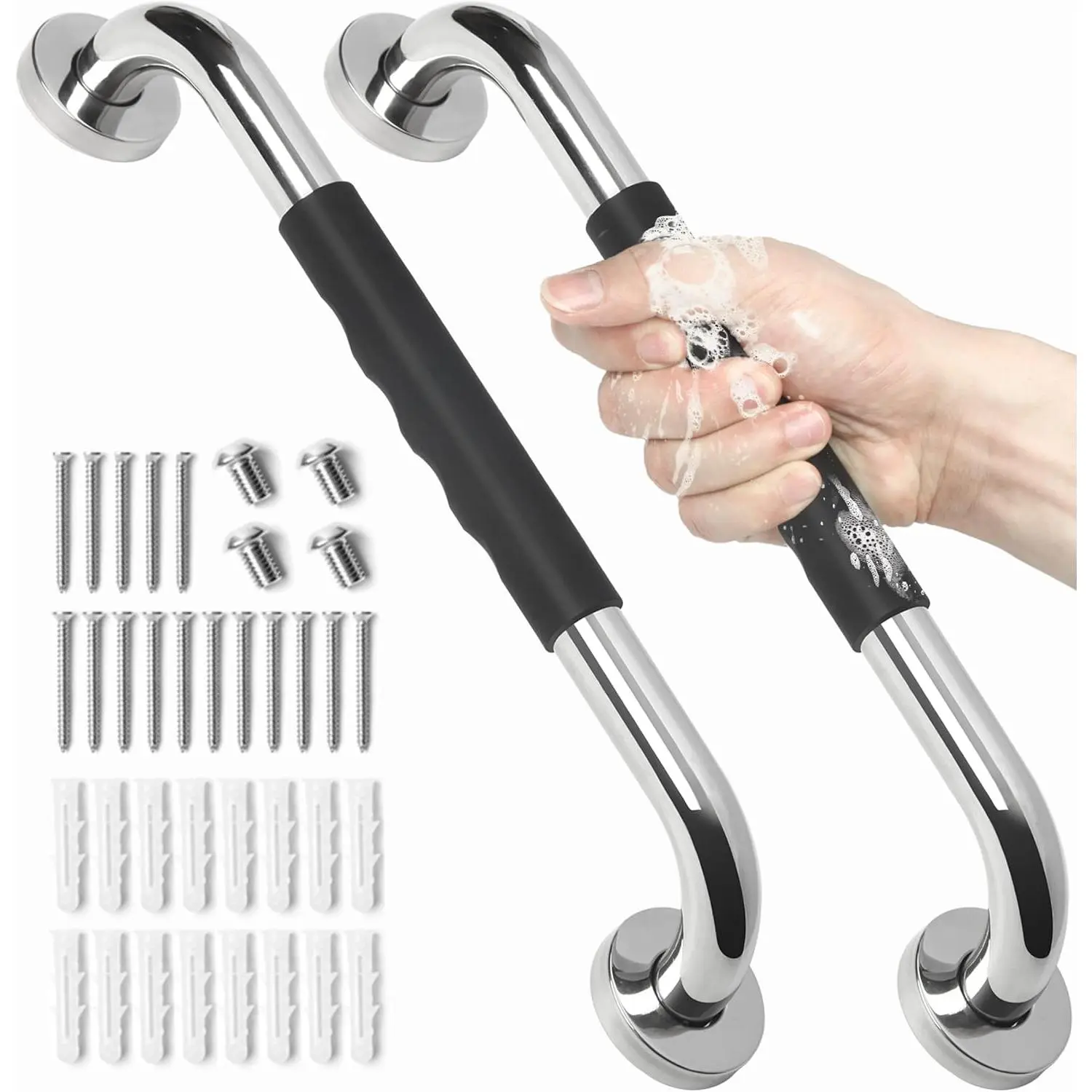 2 Pack Grab Bars for, 16 Inch Anti Slip Handicap Grab Bars for Showers, Safety Bath & Shower Grab Bar for Seniors, Shower Handles for Elderly,