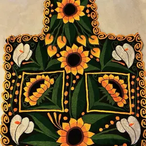 Mandil Artesanal Handcrafted Item with Colorful Floral Embellishments and Unique Design Elements