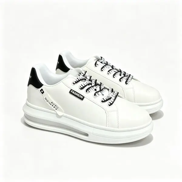 Mens White Sneakers FASHION Letter Print Casual Shoes Air Cushion Athletic Sneakers Lightweight Breathable Lace Up Walking Platform Hidden Lift Thick Sole Dad Shoes Comfortable Non Slip Trendy Sports Gym Sneakers Office Daily Work Size 39-45 Hot 2026