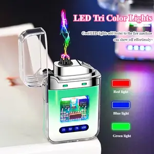 Electric Arc Lighter USB-C Rechargeable – Windproof Waterproof Plasma Lighter with LED Battery Display, 10s Auto-Off Protection, Long Lighter for Candle, BBQ, Camping & Kitchen