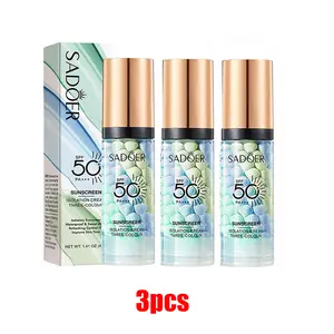 3-in-1 Alcohol-Free Facial Primer Serum - SPF 50 PA+ Tinted Sunscreen for Face, Moisturizing Hydrator, 1-Step Color Corrector, Youth-Boosting Oil Control Isolation Cream for Flawless Skin Tone (Multi-Pack) Makeup Spring Glow Up Summer Vibes