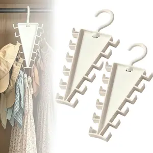 【DealsForYouDays】V Shaped Double-Sided Closet Organizer Hanger, 360° Rotatable Space Saving Clothes Hanger Organizer, Multi-Layer Vertical Storage Rack with 12 Hooks for Shirts, Jackets, Pants