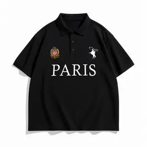 Unisex Paris Graphic Polo – Vintage French Streetwear Essential Breathable Pique Fabric Fit Casual Everyday Wear, Jeans, Shirts