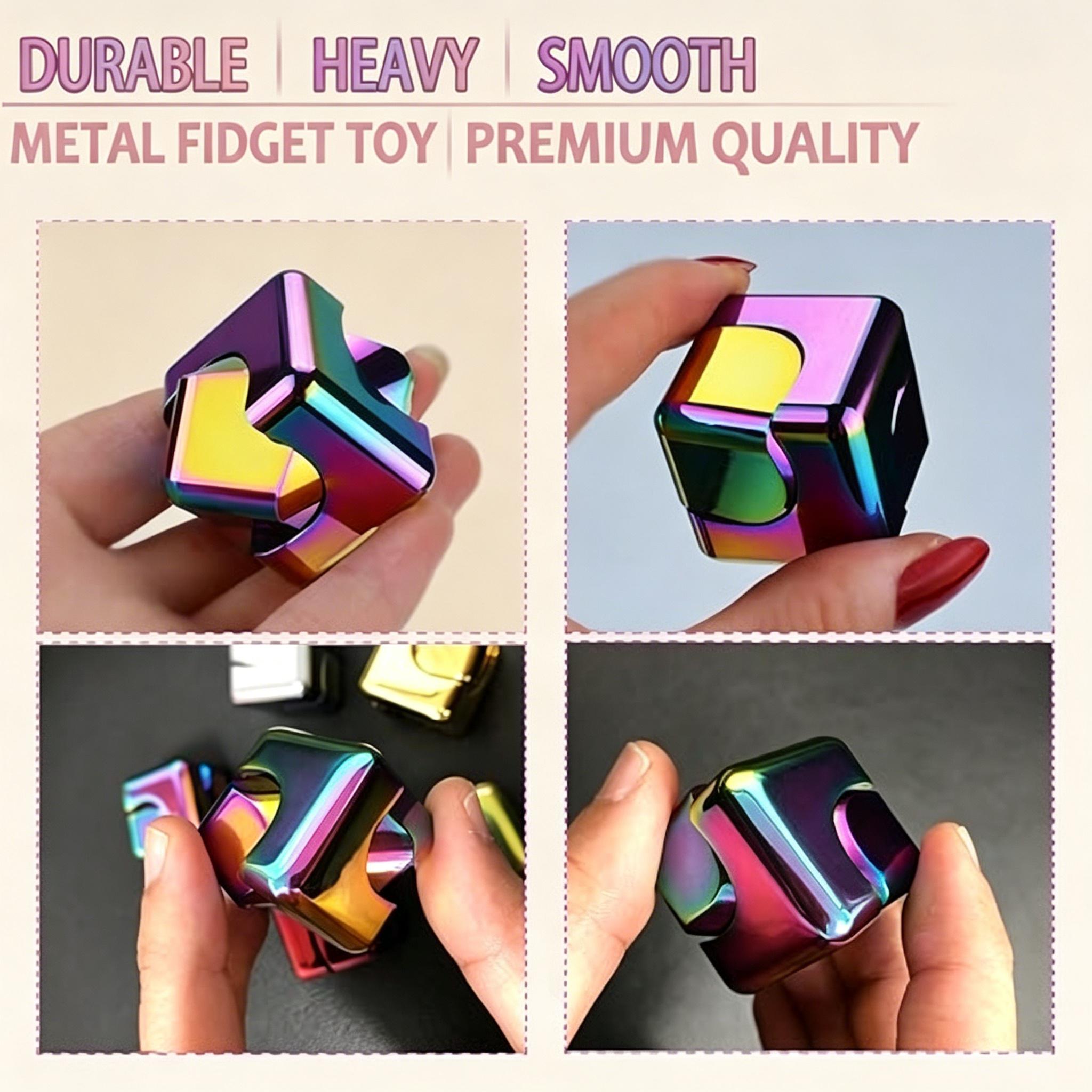 Metal Fidget Spinner Cube for Adults & Teens, EDC Desk Gadget, Anxiety Stress Relief Sensory Fidget Toy, ADHD Finger Toy, Easter Basket Stuffers & Valentine Gift for Boys