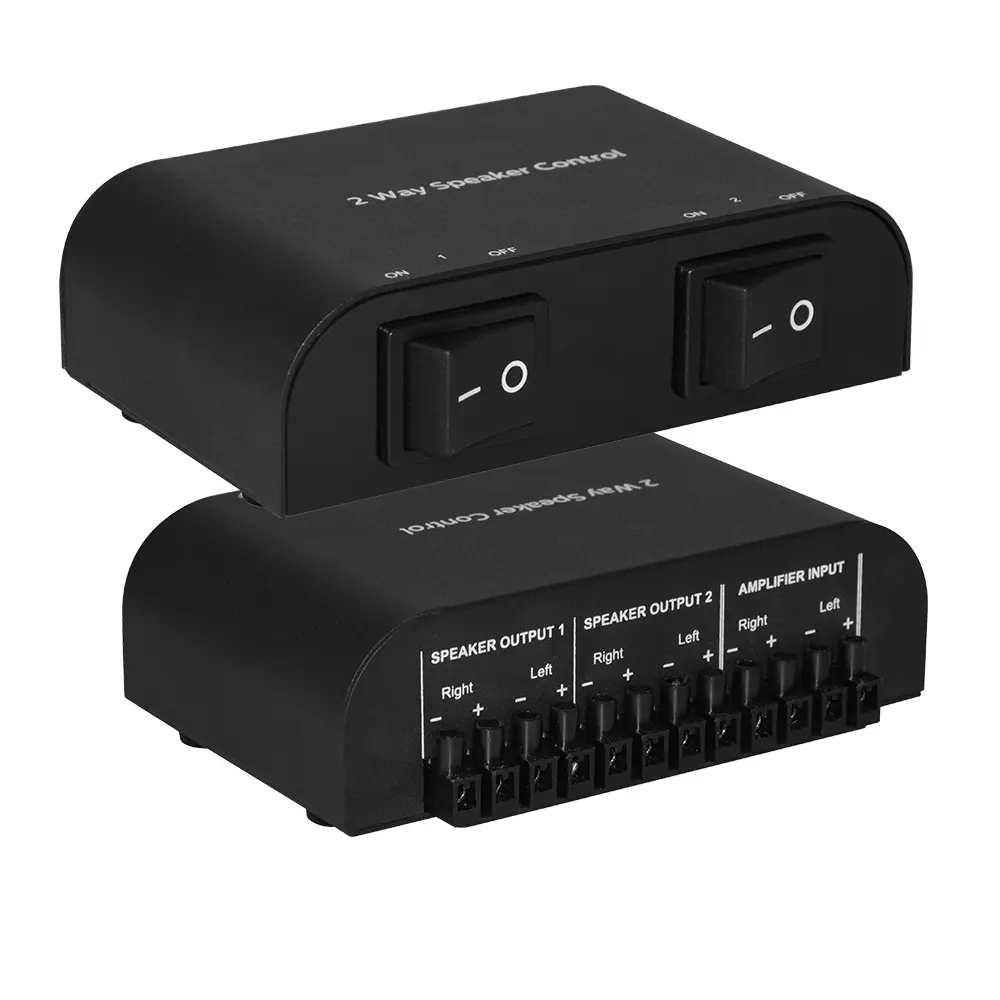 2-Way / 4-Way Speaker Selector Switch, Stereo Audio Speaker Distribution Controller for Passive Speakers, Multi Room Background Audio