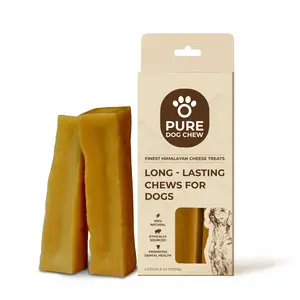 Pure Dog Chew Original Yak Cheese Chew - 3.5 OZ x 2 Sticks, Long-Lasting Himalayan Dog Chew, Natural & Grain-Free, Supports Dental Health, Rich in Protein & Calcium