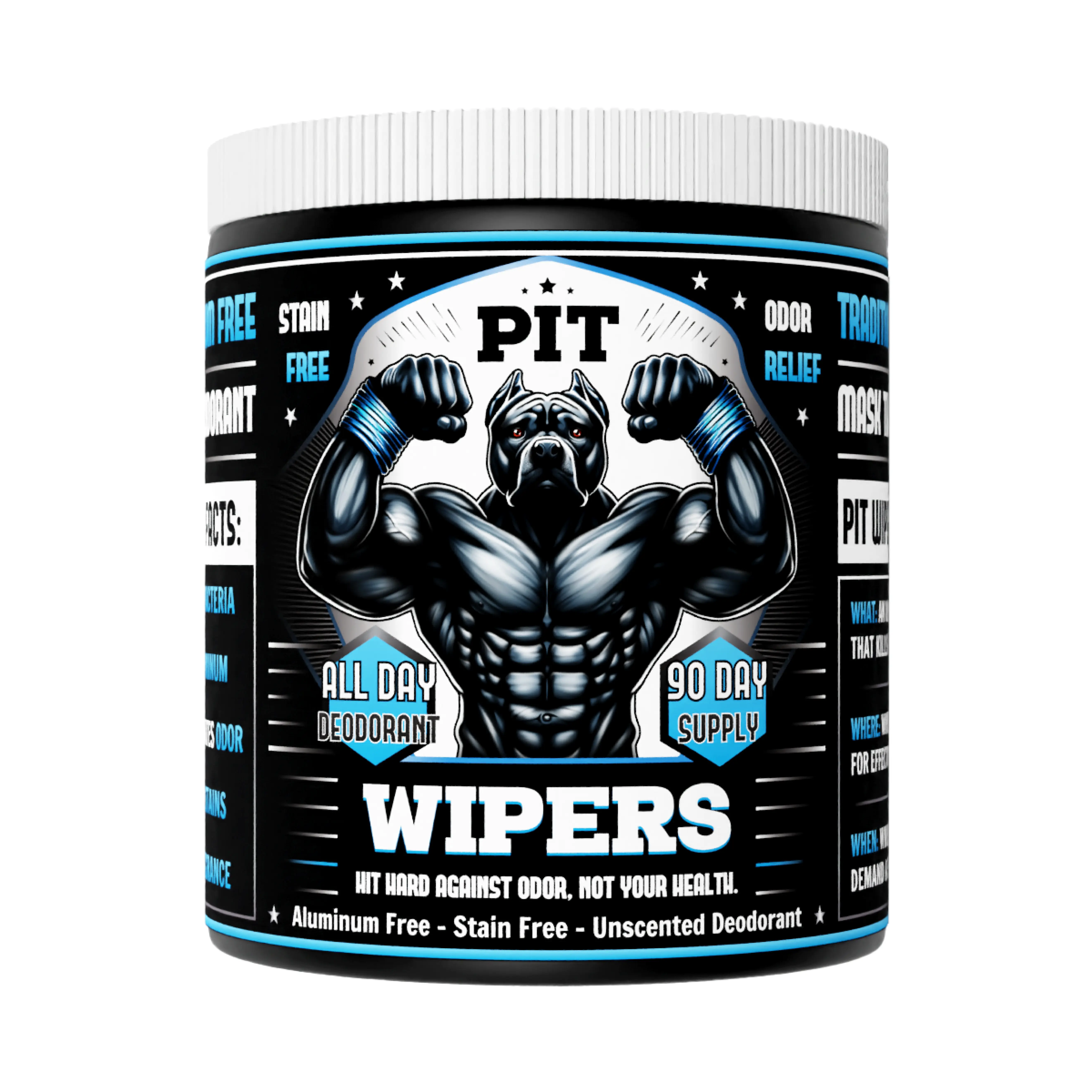 Incredibly Effective Armpit Deodorant Wipes, Aluminum Free, Stain Free, Paraben Free, Unscented, for Men and Women, Maximum Strength, 90 Wipes