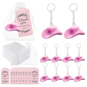 30pcs Cute Hat Keychains Set, Includes Love Cowboy Hats, Cardstock Sheets, Mesh Bags, Perfect for Gifts, Parties, Weddings, Keychain Pendant, Keychain Included