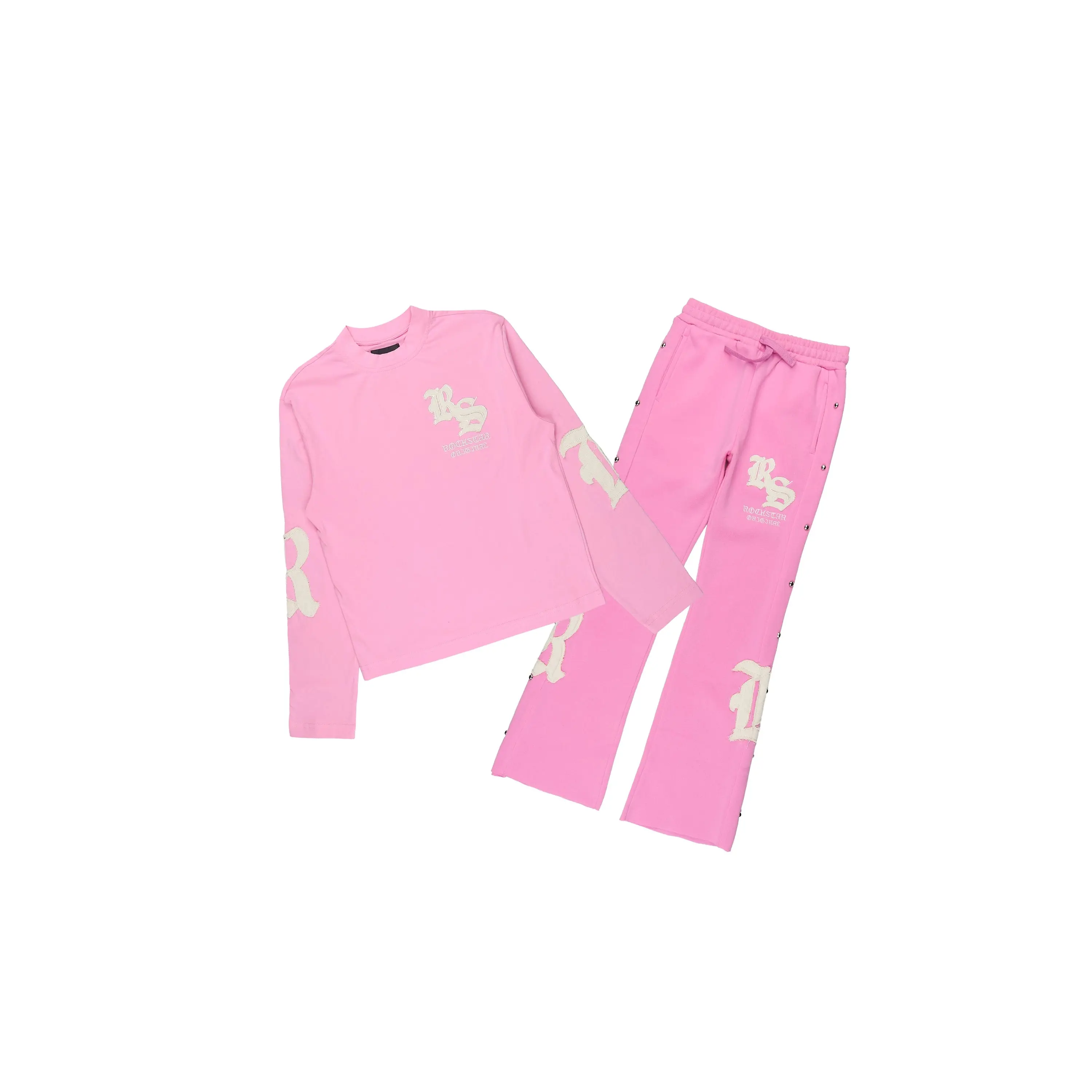 Girls Shironda Pink/Cream Long Sleeve Stacked Track Set