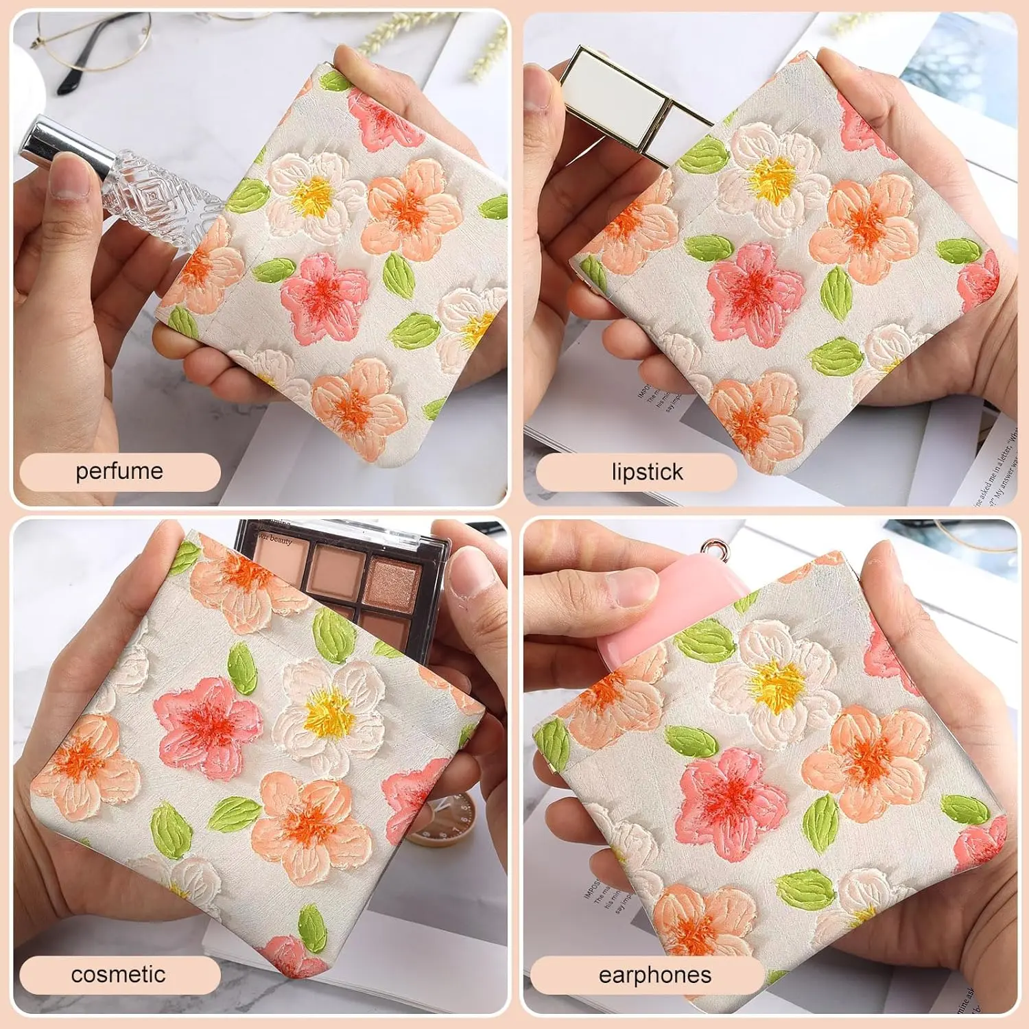 2Pcs PU Leather Small Squeeze Coin Purse Pouch Mini coin Bag Unique And Cute Wallet Cosmetic Bags Change Bag For Women Girls Men (Pink and Yellow Flowers L 2Pcs PU Leather Small Squeeze Coin Purse Pouch Mini coin Bag Unique And Cute Wallet Cosmetic Bags Change Bag For Women Girls Men (Pink and Yellow Flowers L