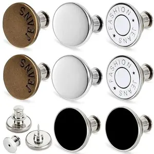 Buttons for Jeans 8 Sets, Perfect Fit Jean Button Replacement Button Pins for Jeans Pants Button Pins Instant Buttons for Pants Fashion Jeans Swing Crafts DIY, Easy to Use and No Tools Require