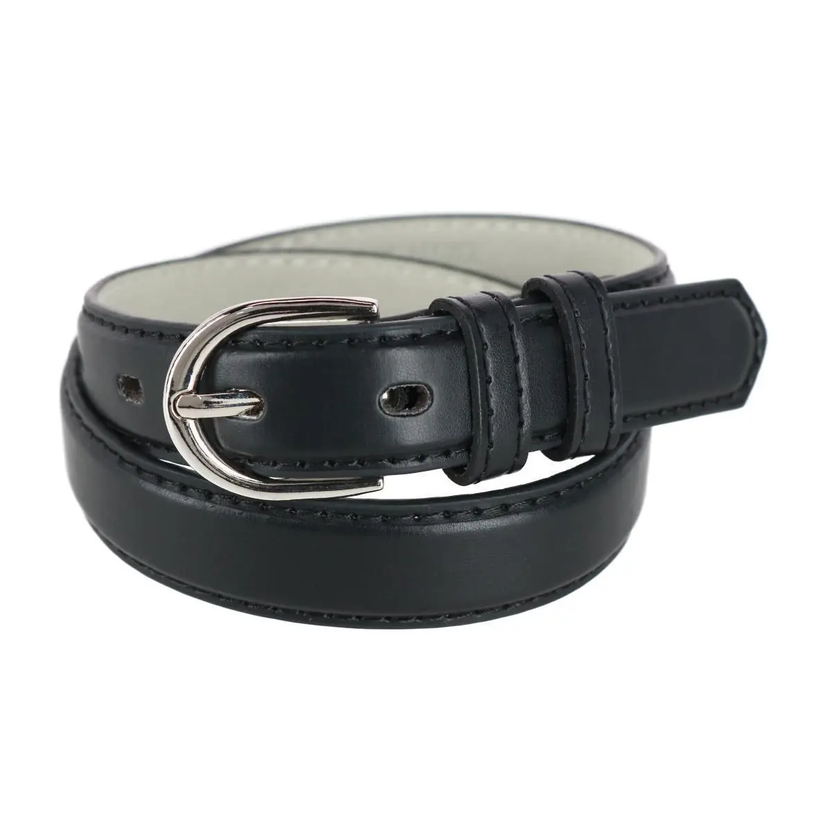 CTM Kids' Elegant Genuine Leather Dress Belt, 1-Inch Adjustable Strap with Silver Buckle for School Uniforms & Formal Events, Belt Compatible