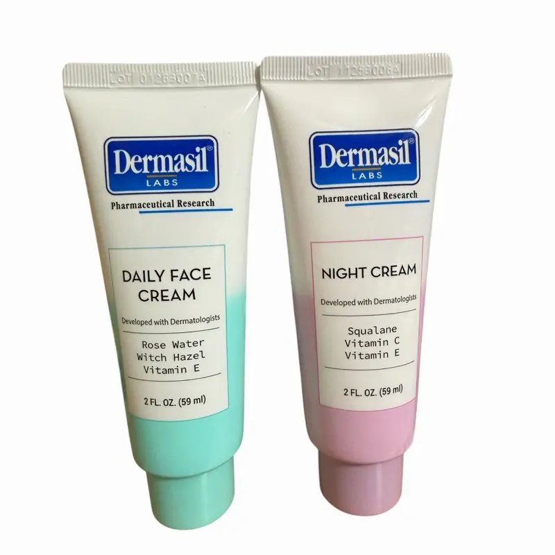 Skincare Dermasil Labs 2-Piece Hydrating Face Set - Daily & Night Cream for Adults with Rosewater, Witch Hazel, Vitamin C, Vitamin E, Squalane, Skin Repair, Smooth, Anti-Aging Benefits