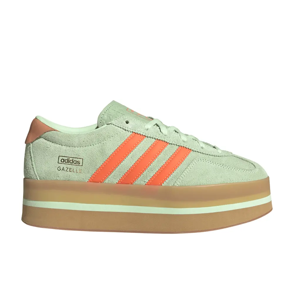 adidas Womens Gazelle Stack Sneakers Shoes Casual - Green, Orange adidas Womens Gazelle Stack Sneakers Shoes Casual - Green, Orange