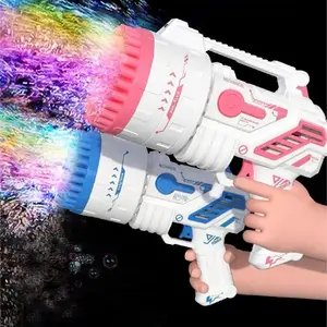 LED Bubble Machine for Kids - Rechargeable Bubble Blower with 2 Bottles of Refill Solution - Light Up Bubble Machine Toyfor Kids (Ages 4-8) - Perfect for Birthday, Easter & Wedding Parties