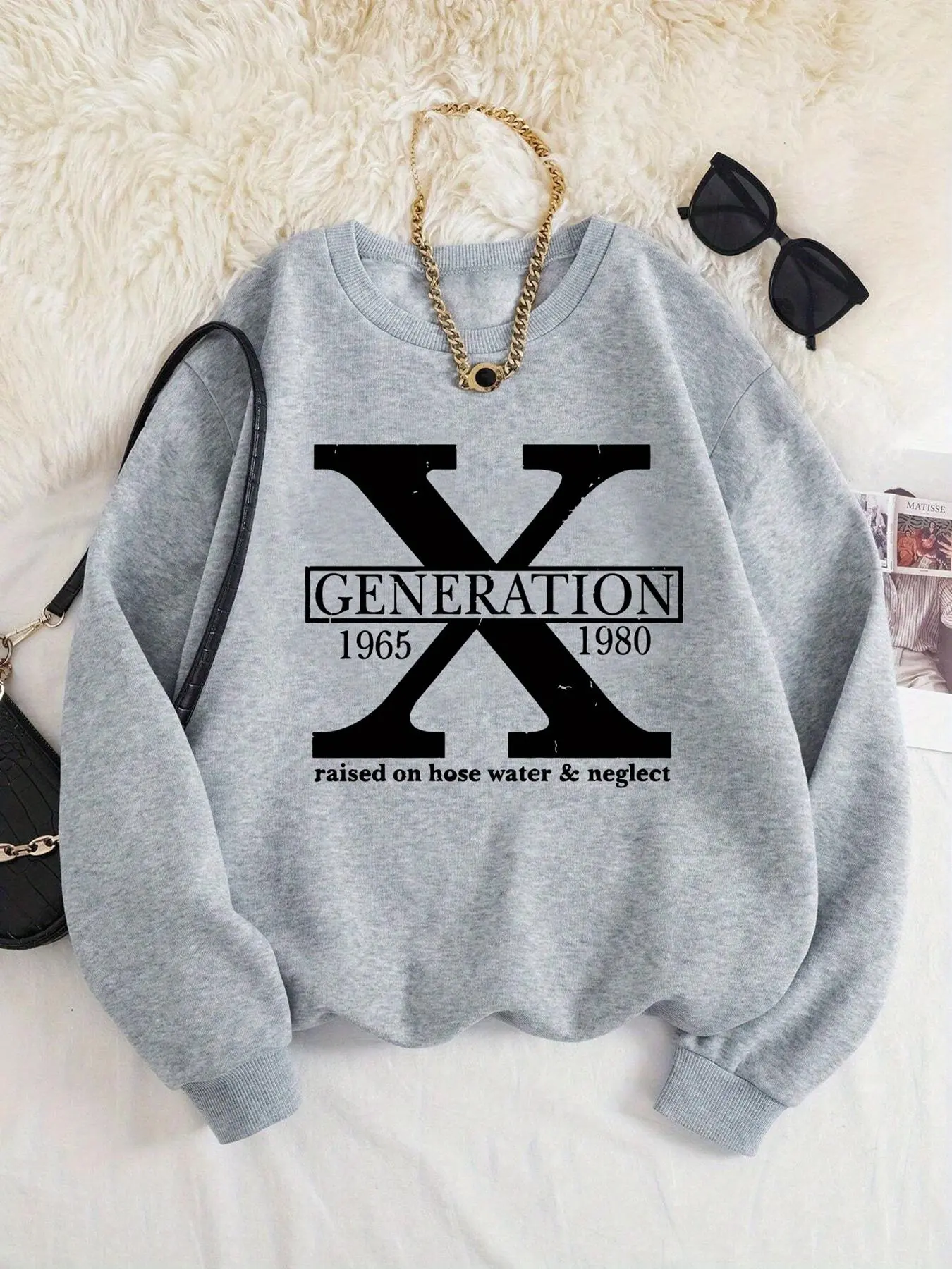 Women's Letter Print Drop Shoulder Sweatshirt, Casual Long Sleeve Round Neck Pullover for Fall & Winter, Women's Clothes for Daily Wear, Womenswear