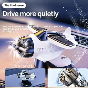 Solar Powered Airplane Car Ornament, 360° Rotating Aircraft Dashboard Decor, Funny Mini Plane Car Interior Accessory