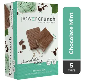 Power Crunch Chocolate Mint Protein Energy Bars 5 Ct Box Egg-Free 13g Protein 5g Added Sugars 1.4 oz Snack Flavor