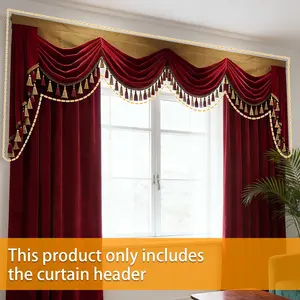 European Luxury Velvet Curtain Head, High-End Villa Living Room Water Wave Curtains, Vintage Fringe Decorative Window Drapes