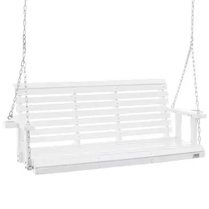 VEVOR Wooden Porch Swing 5.5 ft, TikTokShopBlackFriday, Patio bench swing for Courtyard & Garden, Upgraded 880 lbs Strong Load Capacity, Heavy Duty Swing Chair Bench with Hanging Chains for Outdoors, White