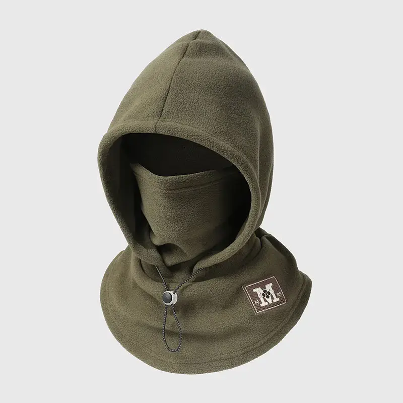 1-Piece Flannel Hat with Neck Mask, Windproof Cold-Weather Sports & Outdoor Headwear for Autumn Winter Biking, One-Piece