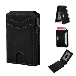 Card Wallet for Men RFID with ID Window, Slim Pop Up Card Holder for 9-14 Cards, Bifold Minimalist Smart Wallet for Front Pocket, Gifts for Men