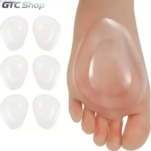 6-Piece Gel Insoles for High Heels, Unisex Silicone Triangle Cushion Pads, Anti-Slip Shock Absorbing Foot Support, Reusable Soft Shoe Inserts, Comfortable for Daily Wear, Parties and Long Standing