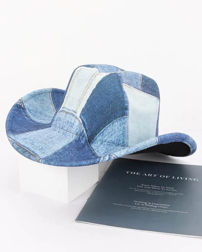 Cotton denim print patch cowboy hat Casual Hat Western Hat