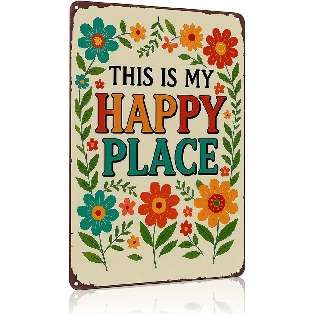 Funnysign 1pc This Is My Happy Place Vintage Tin Sign 8x12 Inch for Home Garden Patio Yard Decorative Wall Art