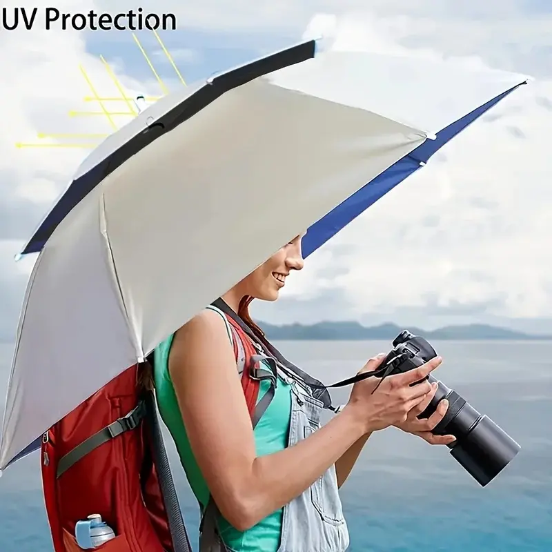 Rain or Shine Hat Umbrella Fishing Umbrella, Fishing Supplies Clothing Hat Hiking Hat, Sunscreen Double Layer