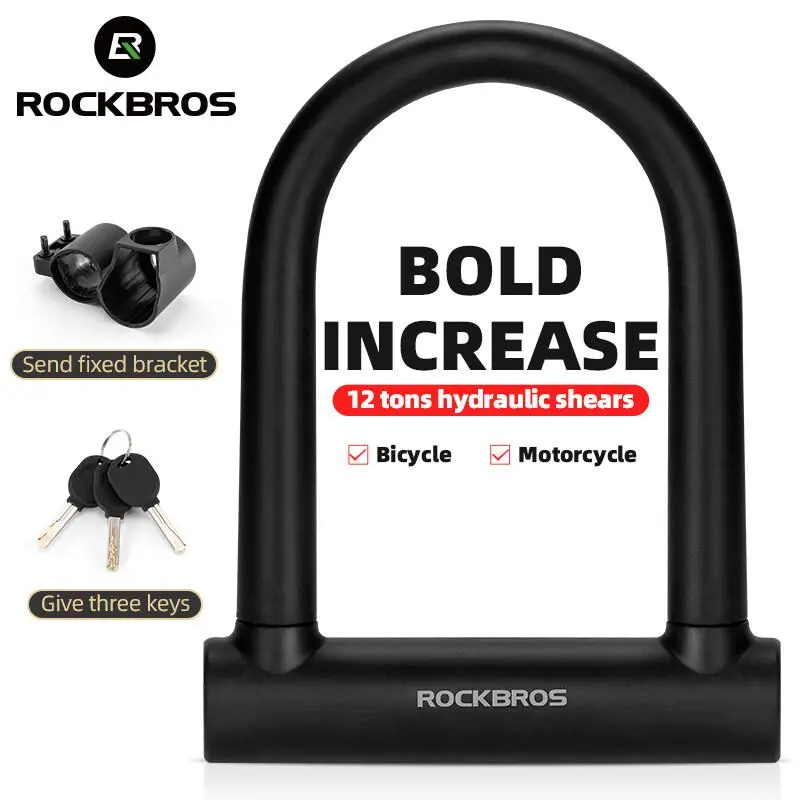 ROCKBROS Heavy Duty Anti-Theft Alloy Steel U-Lock, 4 ft Bike Accessories with Abrasive-Resistant, Corrosion-Resistant Protection for Bikes, eBikes