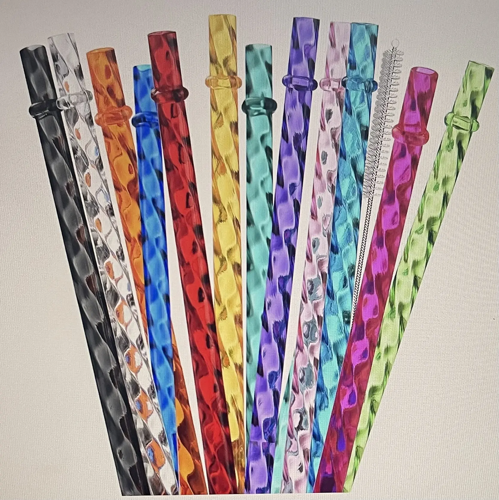Swirl Straws- Reusable Plastic Clear Swirl Straws- Perfect for any of your drinkware