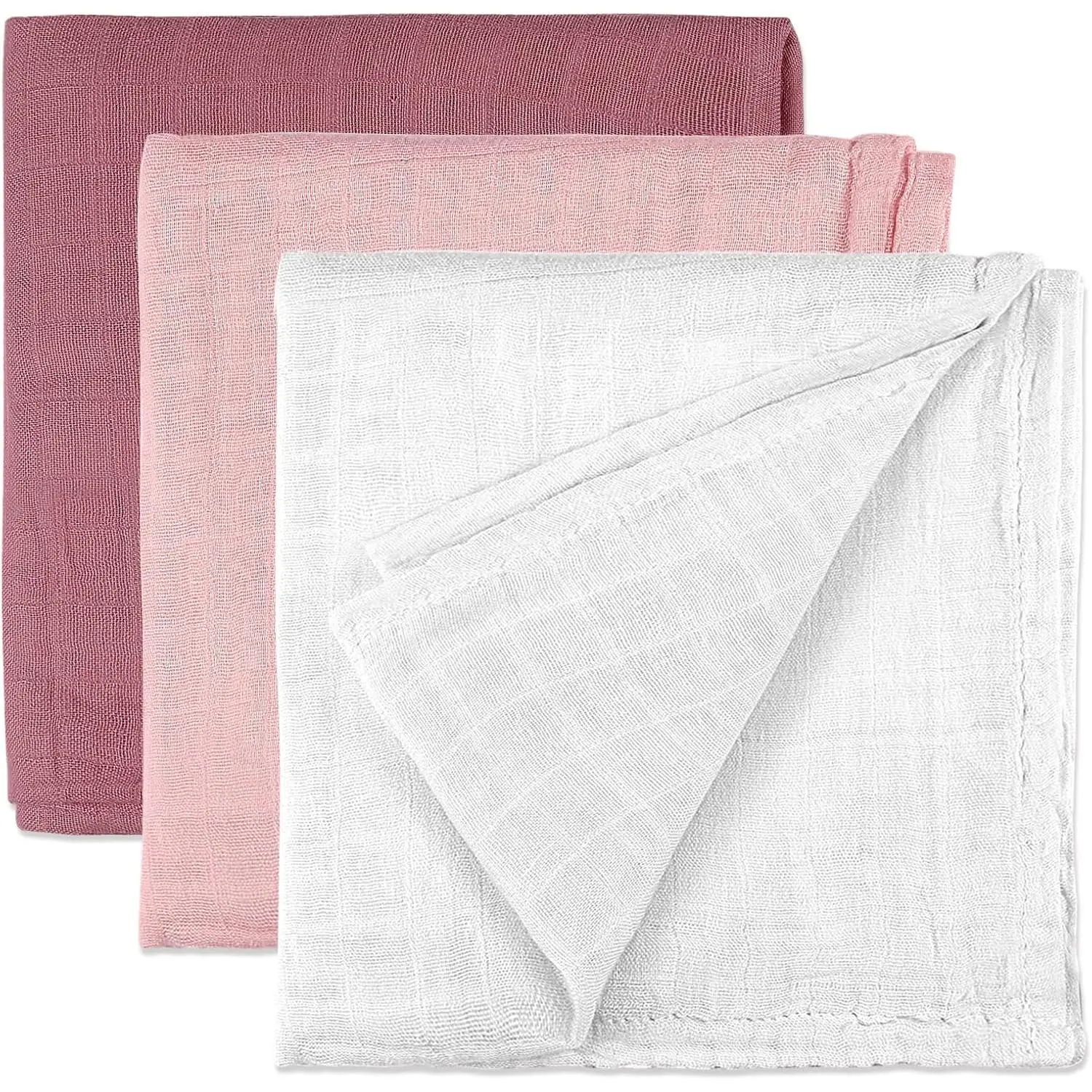 Swaddle Blanket - Soft Cotton Swaddling Blankets Wrap for Unisex , Gender Neutral  Blanket or Receiving Blankets - Large  x  inches Silky  Swaddles (Puple,Pink,White)