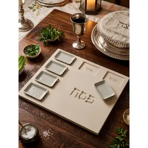 Modern Concrete Passover Seder Plate – Flat Tray with Compartments