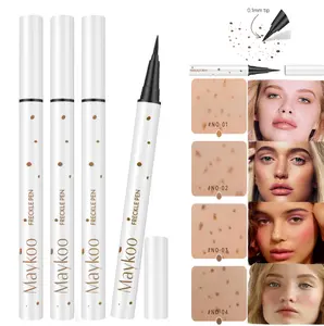 MAYKOO Freckle Pen, Natural Lifelike Face Fake Freckle Makeup Pen Waterproof Long Lasting Quick Dry 0.1 mm ultra-fine Faux Freckles 4 Pack - Light Brown, Natural Coffee, Chestnut, Dark Brown, Lipliner, Eyeliner, Cosmetic