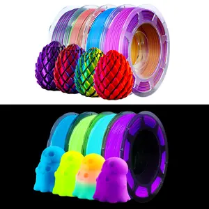 Glow-in-the-Dark PLA+ Filament 3D Printer Filament Pack ,1.75mm TriColor Silk ，Shiny & Clog- Free, Accuracy +/- 0.03mm, Fits Most FDM Printers, 200g Spool