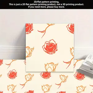 2D Flat - Fresh Rose Flower Pattern, PVC Sticker, Self-Adhesive Floor Tile, Removable Decorative Sticker, Suitable for Kitchen, Bathroom Walls, Balcony Floors And More Crafts