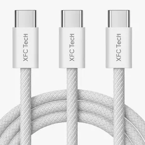Nylon Braided Type c Super Fast Charging c to c 3ft White color 3pcs