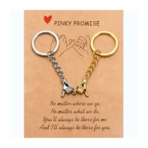 2pcs Pinky Promise Gift Matching Couple Gifts Valentines Day Gifts for Him Her Boyfriend Girlfriend Best Friend Matching Keychains for Couples Wife Husband One Year Anniversary Christmas Birthday Gifts