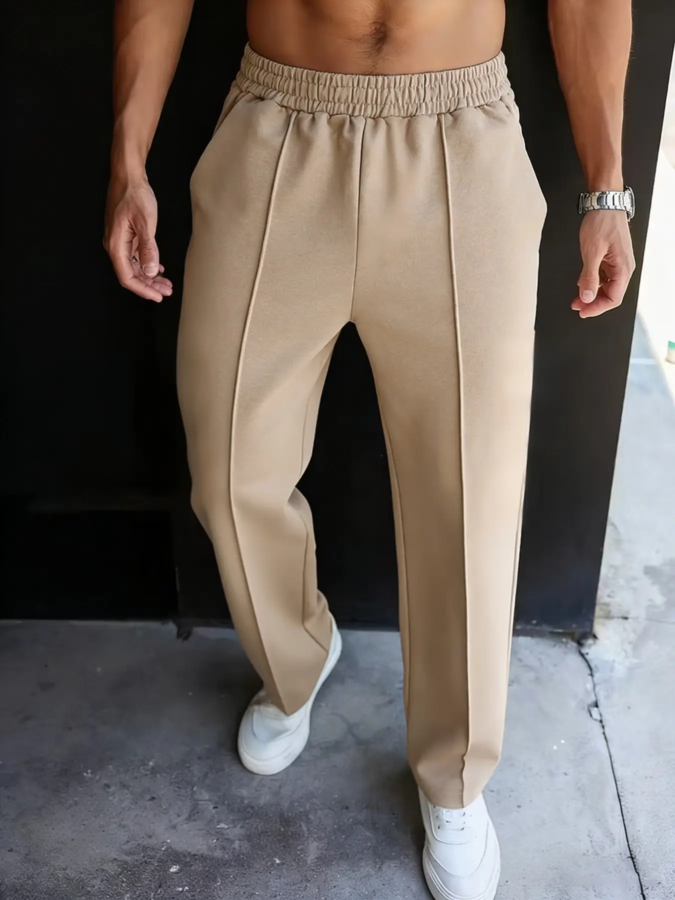 Men's Lightweight Plain Straight Leg Casual Pants, Breathable Slim Fit Leisure Trousers for Fall, Versatile Fashion for Every Season, Classic Plain Style, Casual Comfy Trouser, Casual Wear Bottoms