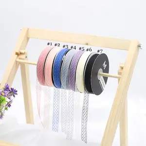 Lace Ribbon with Small Dot Design, 50 yards, 1/2 inch wide, Premium Quality - Various Colors