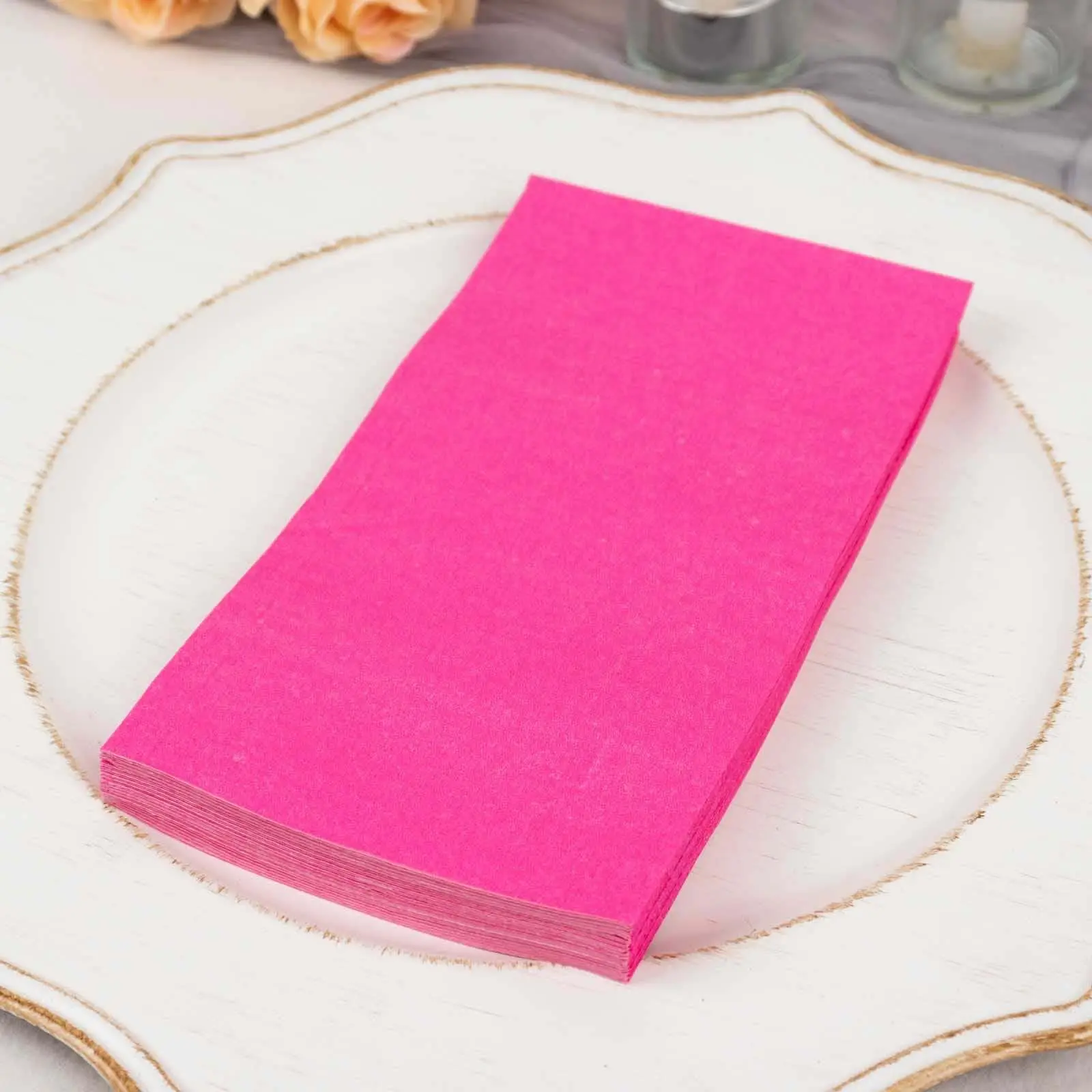 50-Pack Fuchsia 2-Ply Disposable Single-Use Paper Napkins, Soft Tableware for Weddings, 2-Ply Napkins