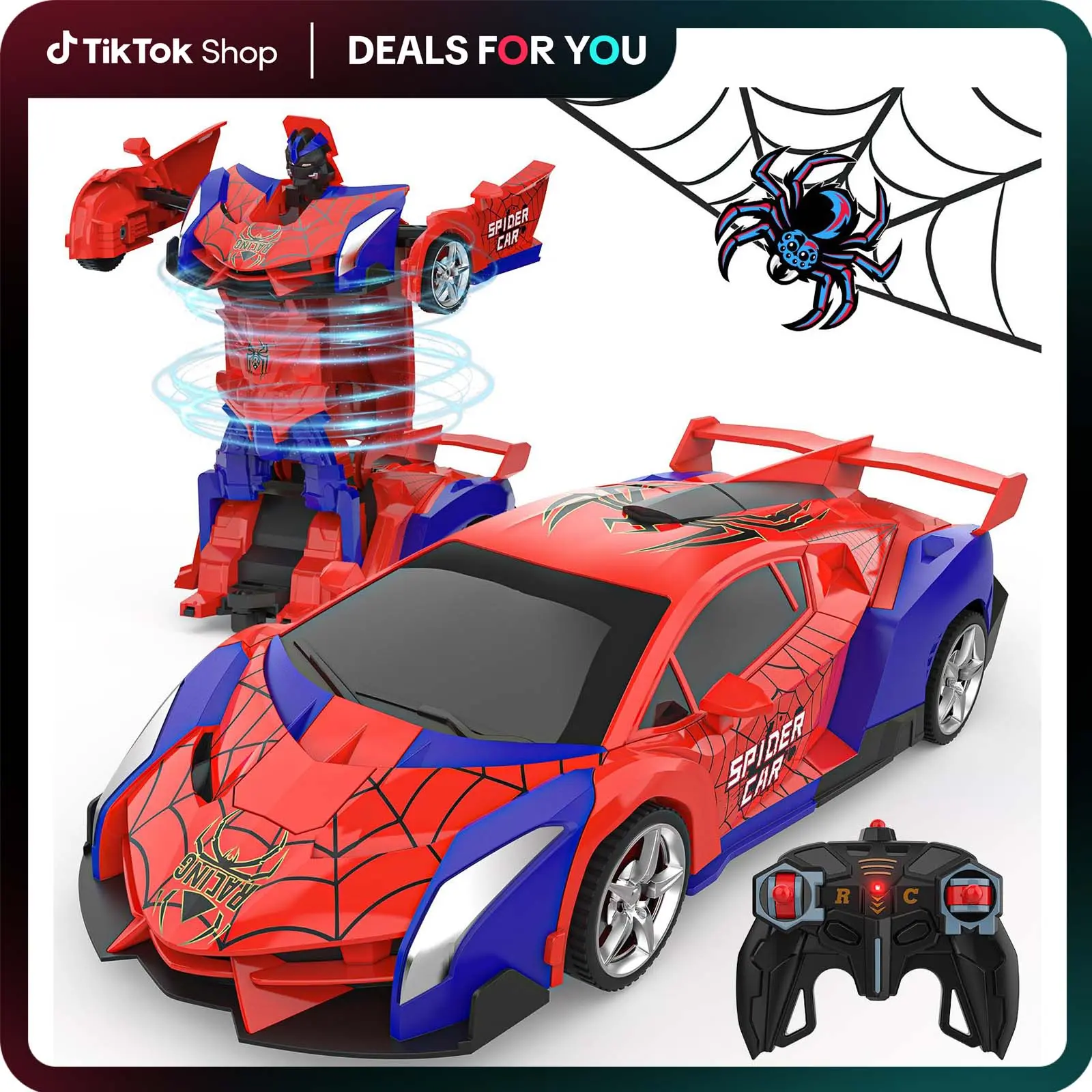 Aiencsai Transform Rc Cars for Boys 4-7 8-12, 2.4Ghz Remote Control Car 1:18 Scale Transforming Robot, button transformation,One-Button Deformation 360° Rotation Car Toy Gifts.ansformation,One-Button Deformation 360° Rotation Car Toy Gifts Rc Stunt Car