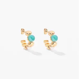 [Honger]Vintage Baroque Amazonite 18k Gold Plated  Earrings